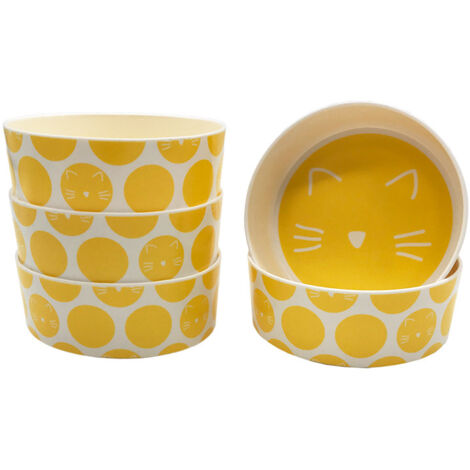 Bol pour animaux de compagnie Fournitures pour chat Assiette de nourriture pour chat Bol pour chat Protège-cou Bol pour chien(jaune) (1/5)