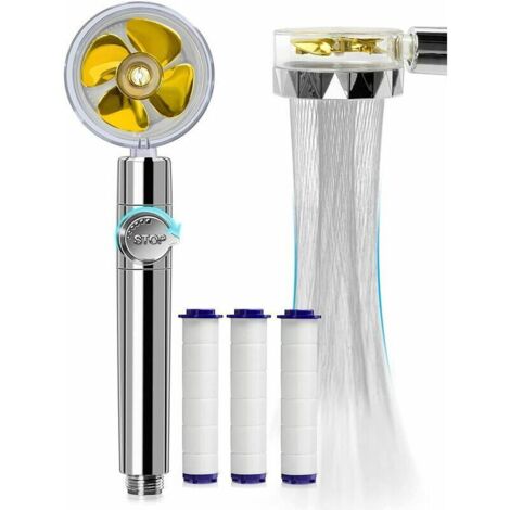 Pommeau de douche à hélice portable Turbo Shower Filter Booster Shower (Jaune) (1/5)