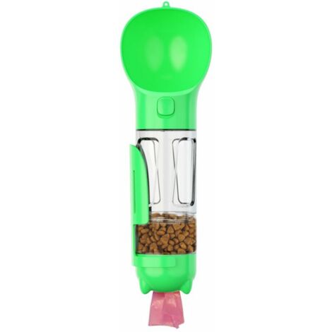 Bouteille d'eau pour animaux de compagnie, tasse à eau étanche pour chien, 300 ml, distributeur 4-en-1, avec pelle à ordures, contenant de nourriture, boîte de sac poubelle (1/4)