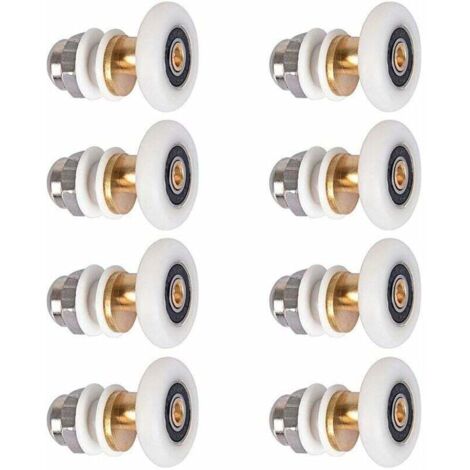 Porte de Douche - Rouleau Roulette Roue pour Porte de Douche Roulettes Coulissantes Porte Roue de Remplacement pour Rouleau 8 pièces 25mm (1/5)