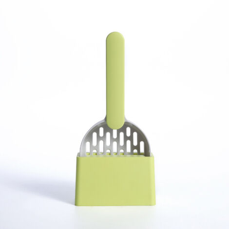 Chat Litière Scoop Pooper Scoopers Animaux Litière Sable Pelle Scoop Avec Support Pet Merde Artefact Chiens Pelle Pet Cleanning Outil(gris + vert) (1/5)