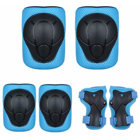 Ensemble de doublure de protection à branchement direct pour enfants, équipement de protection, genouillères pour enfants (noir + bleu) (1/5)