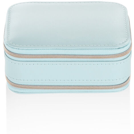 Coffret Cosmétique Boîte de Rangement Maquillage Emballage Organisateur Boucles D'Oreilles Multi-Fonctions Bague Conteneur Étui Portable en Cuir(bleu) (1/5)