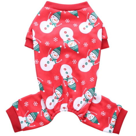 Vêtements pour chiens de compagnie, vêtements de noël, vêtements créatifs d'halloween pour animaux de compagnie（bonhomme de neige rouge S） (1/5)