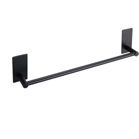Porte-serviette, Porte serviette salle bain, Porte-serviettes en acier inoxydable 304 unipolaire cuisine et salle de bain support sans clous pâte cuisine et salle de bain pendentif(noir,22CM) (1/5)