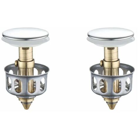 Filtre de Vidange de Rebond de Lavabo Universel, évier Bouchon de Vidange Pop Up Salle de Bain évier Bouchon de Vidange avec Panier, Cuisine Crépine évier Bouchon de Vidange(2pcs) (1/5)