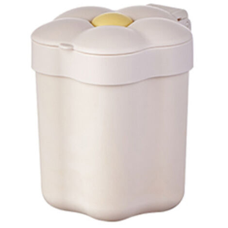Mini poubelle de bureau avec couvercle, jolie poubelle portable, petite poubelle pour chambre, bureau, salon(Blanc) (1/5)
