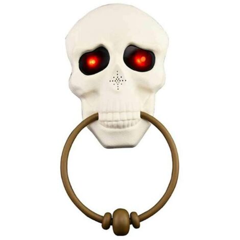 Halloween Door Cloche Scary Scary Door Hornocker avec des yeux lumineux et une porte sonore porte la porte de la porte jouet PLAY House House Décor Blanc Taille unique (1/5)