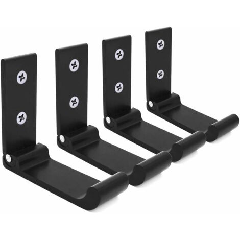 4pcs support mural pliable en aluminium pour vêtements, cintre multifonctionnel pliable avec coins arrondis pour écouteurs, sacs à dos, salle de bain(Noir Magique) (1/5)
