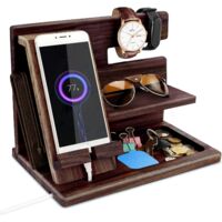 Idées cadeaux fête des pères organisateur de table de chevet hommes porte-lunettes cadeau d'anniversaire marron