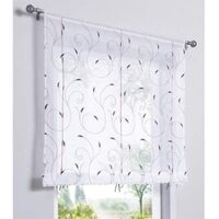 1 Pièce Rideau de Fenêtre Broderie Floral Raffrollo Haut Qualité Voile Décoration de la Chambre Salle de Bain Balcon (Violet, 80x140cm)-Ensoleillé