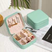 Mini boîte à bijoux de voyage, petit organisateur de bijoux de voyage, boîte à bijoux portable, mini organisateur de voyage, présentoir portable(Bleu Tiffany)