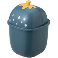 Mini poubelle de bureau avec couvercle, poubelle mignonne portable, petite poubelle(bleu)