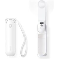 Mini ventilateur portable, ventilateur portatif 3 en 1, ventilateur de poche rechargeable, ventilateur alimenté par batterie avec batterie externe, fonction lampe de poche