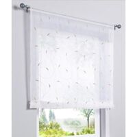 1 Pièce Rideau de Fenêtre Broderie Floral Raffrollo Haut Qualité Voile Décoration de la Chambre Salle de Bain Balcon(Kaki,60x120cm)-Ensoleillé