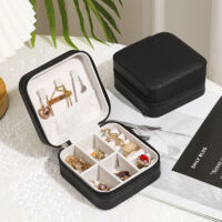 Mini boîte à bijoux de voyage, petit organisateur de bijoux de voyage, boîte à bijoux portable, mini organisateur de voyage, présentoir portable(noir)