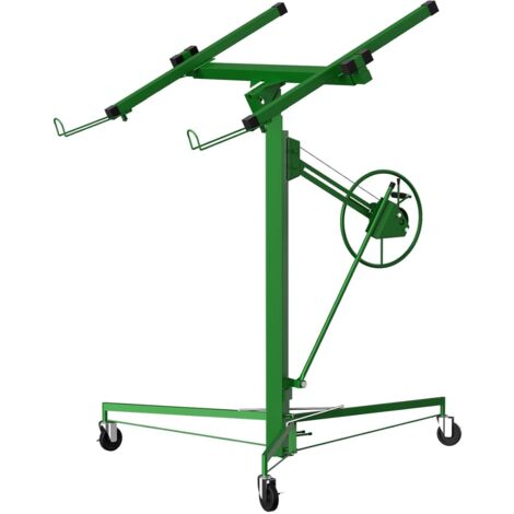 Elevador de Placas de Yeso XXL TEENO, Altura 140-325 cm, Plataforma Elevadora Inclinable, Capacidad de Carga Máx. 68 kg, 3 Ruedas con Frenos de Estacionamiento, Ayuda para Montaje de Paneles de Pladur