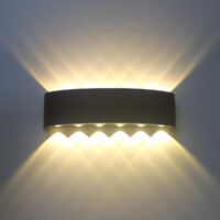 Applique murale intérieure LED en aluminium - Noir 12W – Convient aux chambres, salons et couloirs – Lumière à tons chauds, facile à installer.