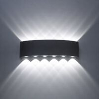 Applique murale LED d'intérieur, boîtier en aluminium, noir, 12W, convient aux chambres, salons et couloirs, émet une lumière blanche, facile à installer (32x8x4,5cm).