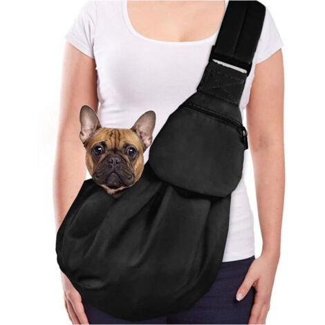 Sac de transport pour animaux de compagnie, sac bandoulière imperméable mains libres pour chien et chat, bandoulière réglable avec poche avant et ceinture de sécurité, idéal pour les voyages en extéri (1/5)