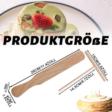 Ensemble de 2 pièces pour crêpes, spatule en bois de hêtre, outil pratique pour réaliser des crêpes, galettes et pancakes parfaits et de délicieux plats (spatule en bois de hêtre + spatule en bois pou (1/4)