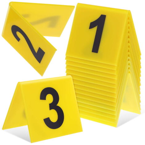 Marqueurs de Scène Jaunes Numérotés 1 à 15, Lot de 15 Plaques 6.3 x 5.5 cm Épaisseur 2 mm (1/5)