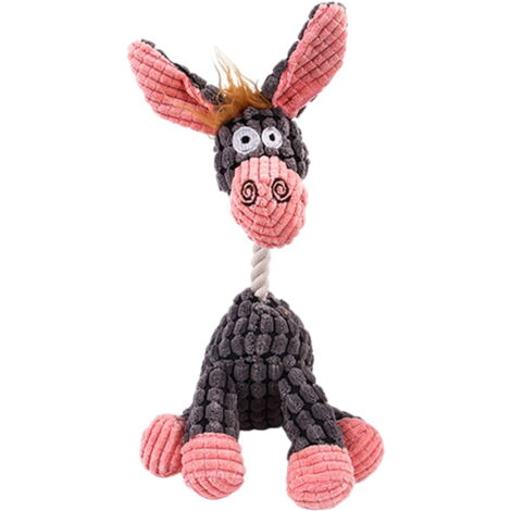 Jouet Peluche Âne pour Chien Gris, Jouet Sonore Résistant à Mordre pour Petit et Moyen Chien