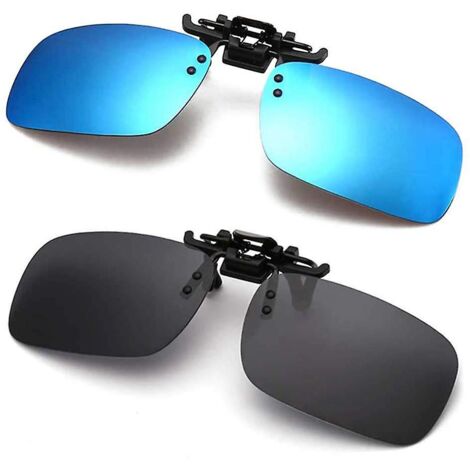 Lunettes de Soleil Polarisées à Clip Rabattable, Lot de 2 pour Conduite Anti-éblouissement avec Étui