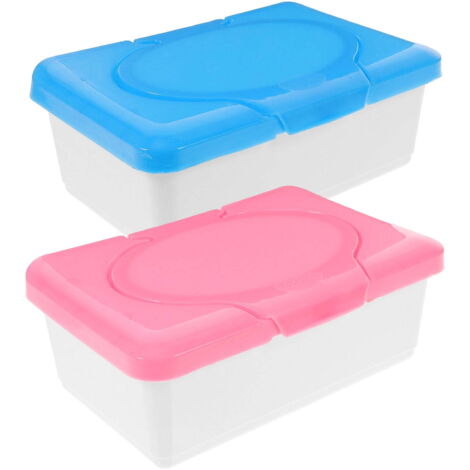 Boîtes de Rangement pour Lingettes Humides Rose et Bleu, Lot de 2 Étuis de Bureau Anti-poussière (1/5)
