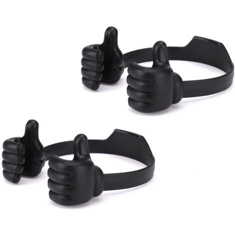 Lot de 2 supports de téléphone en plastique noir, support de bureau stable avec emballage