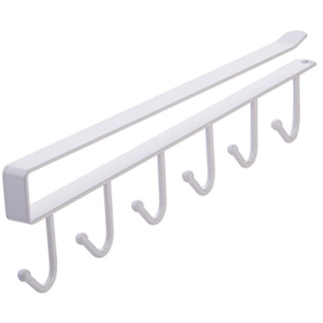 Lot de 2 supports de rangement sous armoire pour tasses et verres, couleur blanche (1/5)