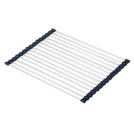Égouttoir pliable pour évier en TPE noir, support vaisselle compact (1/5)