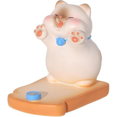 Support de téléphone décoratif en forme de chat, support de bureau pour smartphone, modèle blanc (1/5)