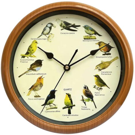 Horloge Murale Oiseau 10 Pouces Bronze Ancien avec Chant d’Oiseau, Pendule Décorative à Piles (1/5)