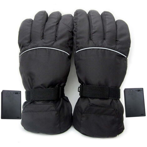 Gants Chauffants 4.5V Noirs avec Boîtier à Piles, Gants Hiver Réfléchissants pour Ski, Vélo et Pêche (1/5)