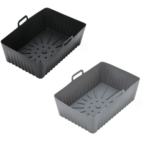 Moules en Silicone pour Air Fryer, Lot de 2 Liners Antiadhésifs Gris et Noir pour Panier de Friteuse à Air (1/5)