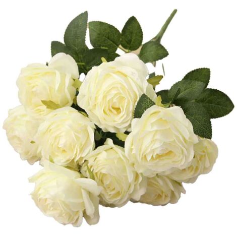 10 têtes de roses artificielles blanches - décoration de table de mariage (1/5)