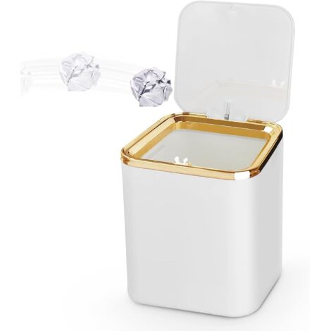 Mini poubelle, couvercle à clipser, ABS, 2 L, cuisine, salle de bain, bureau, voiture (1/5)