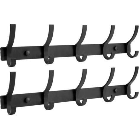 Porte-manteau suspendu-Métal en acier inoxydable-10 cintres-Style industriel-32cm-Porte-manteau noir-Convient pour ranger manteaux (1/5)