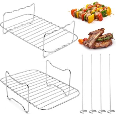 Ensemble de 3 grilles pour friteuse à air chaud, accessoires de cuisson pour friteuse à air chaud, avec 4Brochettes de racines (1/5)