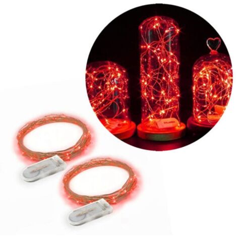 Lot de 2 boîtiers à piles avec lumière rouge - 1 mètre de long, 10 petites lumières (1/5)