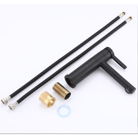 noir 180°Robinet de lavabo pivotant avec flexible d'alimentation de 60 cm (1/5)