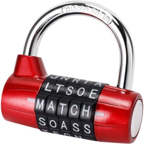 Cadenas à combinaison - Verrouillage à 5 codes - Sans clé pour la sécurité et une utilisation dans les salles de sport - Noir (1/5)