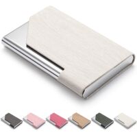 Porte-cartes de visite en cuir PU, étui unisexe, couleur ivoire
