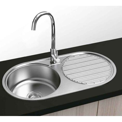 Fregadero Londres Encastrar Redondo - 1 Seno 1 Escurridera 84x44 - Acero Inox