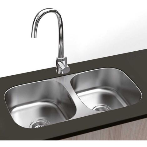 Fregadero Atenas Redondo Bajo Encimera 74.5 x 41 - 2 Senos - Acero INOX