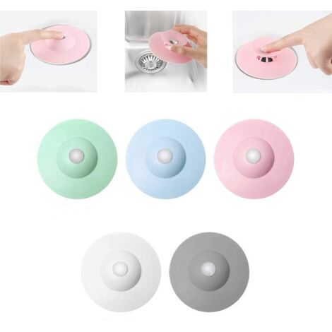 Lot de 5 bouchons d'évier universels en silicone pour salle de bain, serpillère, cuisine (1/5)