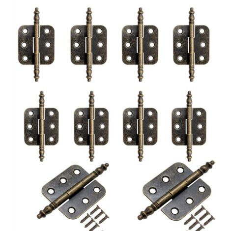 Lot de 10 charnières anciennes en métal, 70 x 35 mm, bronze, charnières en fer, design classique, pour armoires, portes, coffres, boîtes de rangement de style vintage, maison de campagne