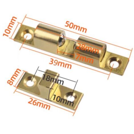 AIDUCHO Loqueteau D'armoire Ferme-Portes Loquet À Bille De Porte Laiton Loquet À Double Boule En Laiton Loquet À Double Rouleau Pour Placard Meubles Porte Armoire Loquet Serrure De Portiere (4 Pcs)
