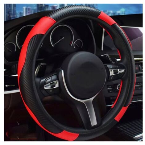 Csparkv – Couvre volant cuir microfibre noir et rouge – Antidérapant – Résistant à la chaleur et à l'usure – Installation facile – Pour volants 37-39 cm